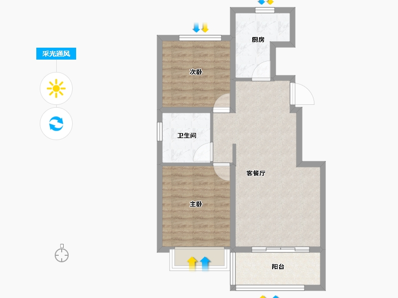 河北省-衡水市-滨湖书香雅居-63.30-户型库-采光通风