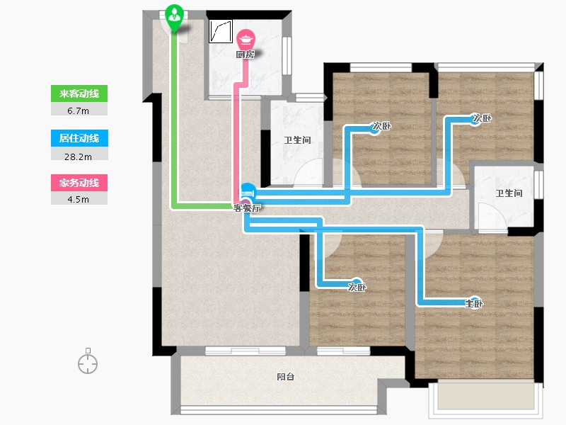 浙江省-宁波市-华鸿大发国琨府-87.34-户型库-动静线