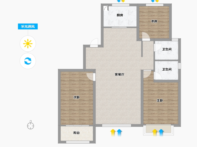 山东省-潍坊市-榕树苑-108.93-户型库-采光通风