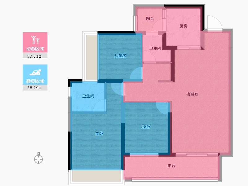 贵州省-贵阳市-融创国宾道-85.19-户型库-动静分区