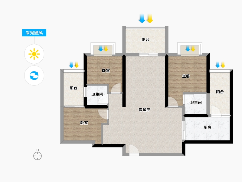 广东省-湛江市-君临世纪-90.26-户型库-采光通风