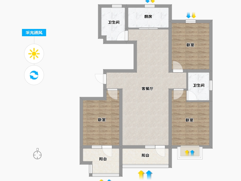 河北省-石家庄市-常山荣盛华府-91.13-户型库-采光通风