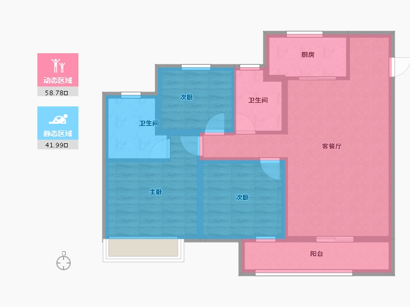 河南省-郑州市-龙湖·景粼玖序-89.60-户型库-动静分区