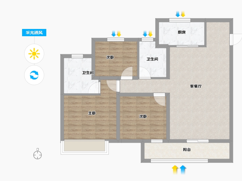 河南省-郑州市-龙湖·景粼玖序-89.60-户型库-采光通风