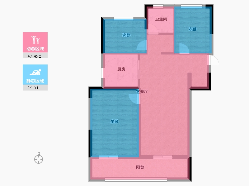 浙江省-金华市-金地中海都汇拾光-68.00-户型库-动静分区