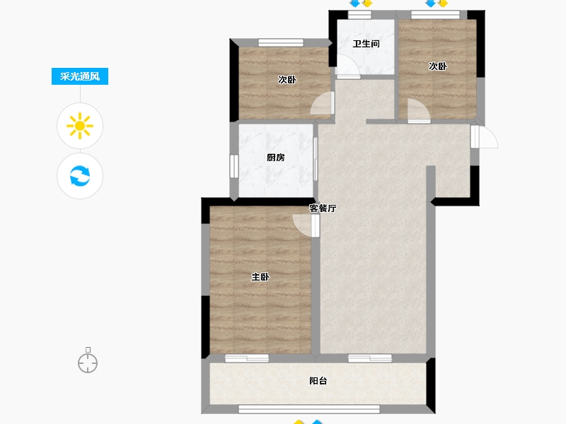 浙江省-金华市-金地中海都汇拾光-68.00-户型库-采光通风