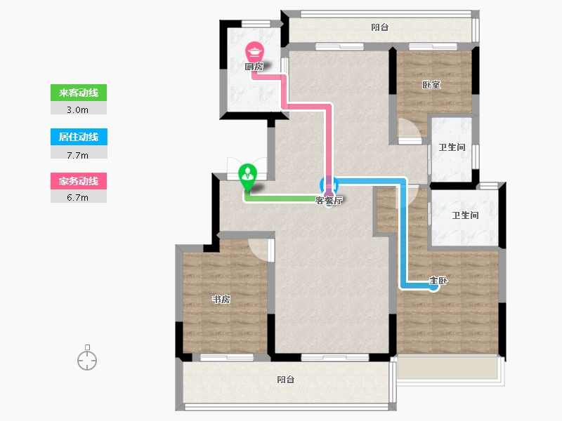 河南省-郑州市-招商美景雍瑞园-104.70-户型库-动静线