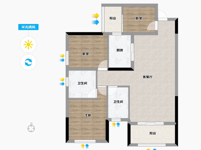 四川省-成都市-瀚城绿洲-84.66-户型库-采光通风