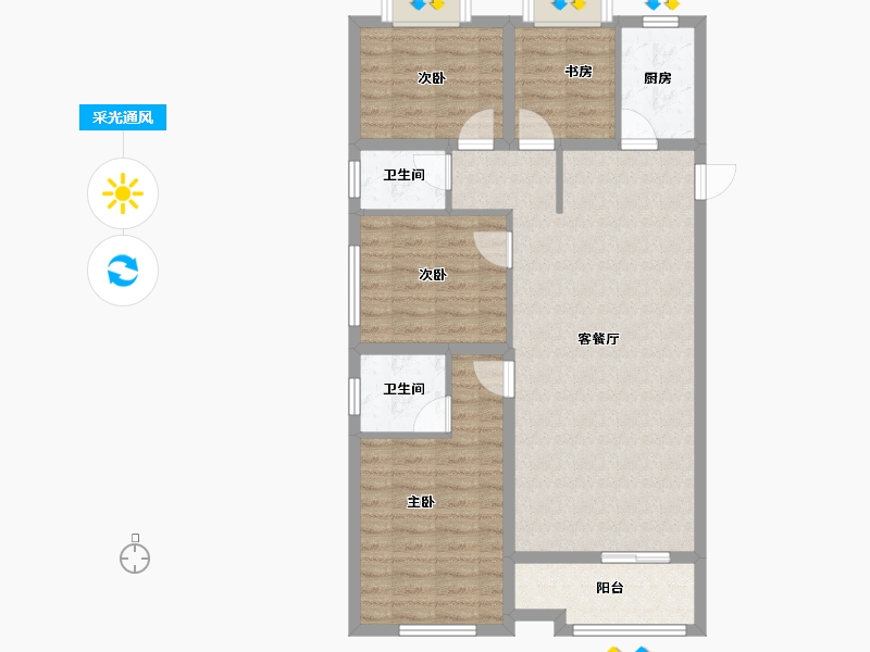 浙江省-金华市-浙中影创城-90.73-户型库-采光通风