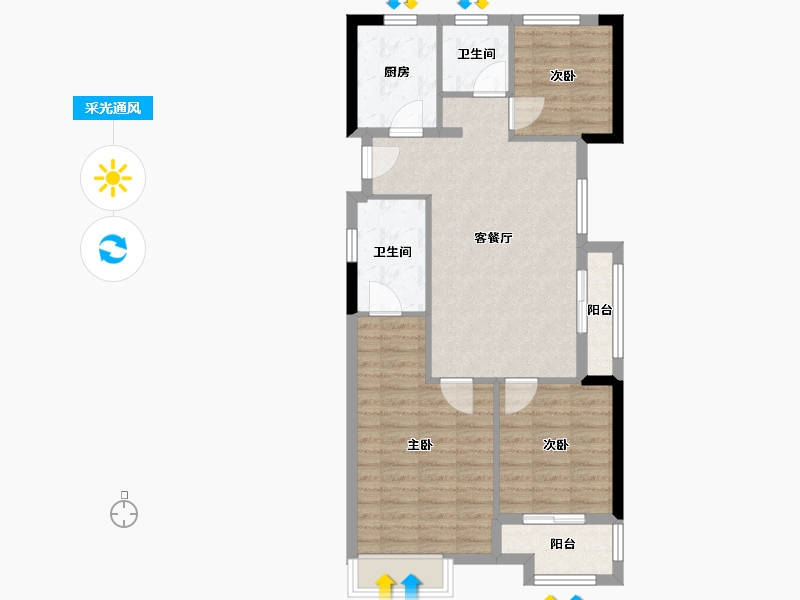 浙江省-金华市-万固文华园-79.20-户型库-采光通风