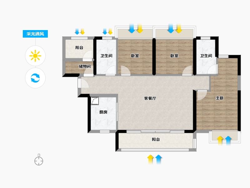 广东省-惠州市-新城香悦澜山-94.49-户型库-采光通风