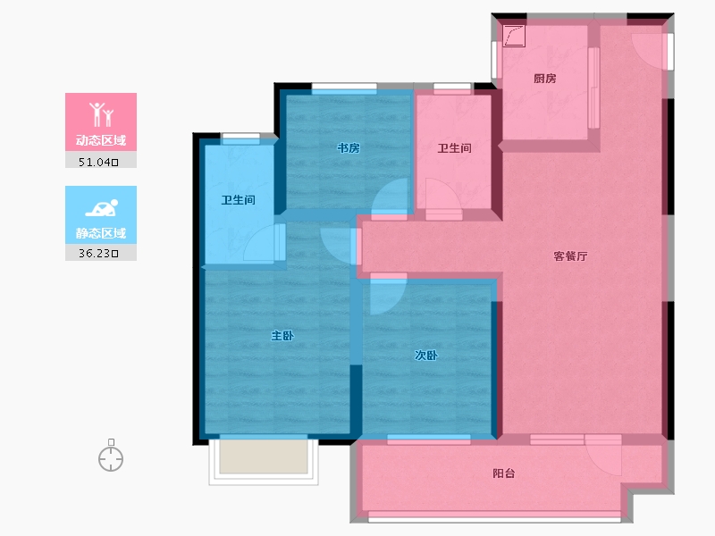 山东省-青岛市-卓越蔚蓝郡-76.00-户型库-动静分区