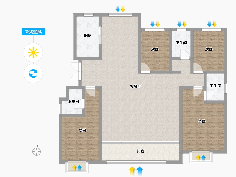 山东省-潍坊市-恒信·御峰-151.00-户型库-采光通风