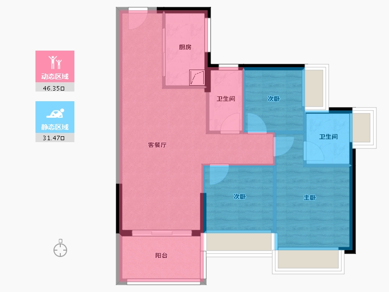 广东省-广州市-时代香树里黄埔-69.60-户型库-动静分区