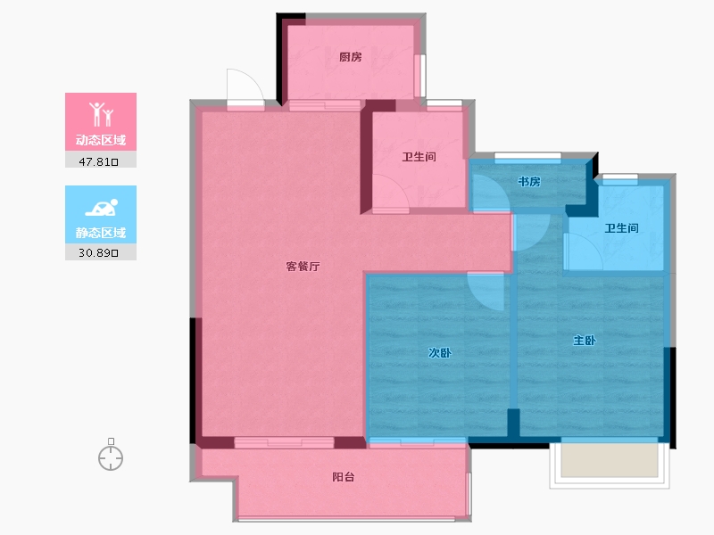 浙江省-宁波市-禹洲海西明月府-71.20-户型库-动静分区