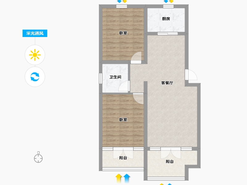 河北省-石家庄市-常山荣盛华府-73.59-户型库-采光通风