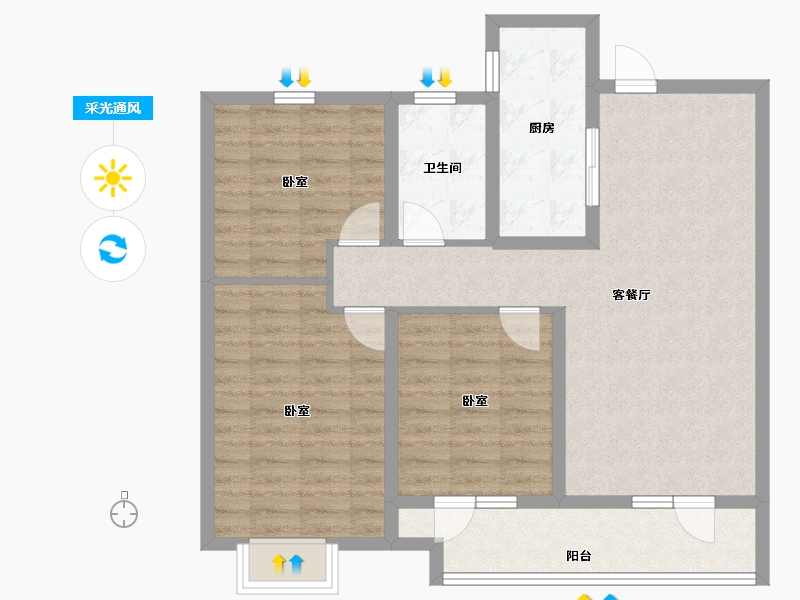 山东省-潍坊市-金大地·天泰城-88.00-户型库-采光通风