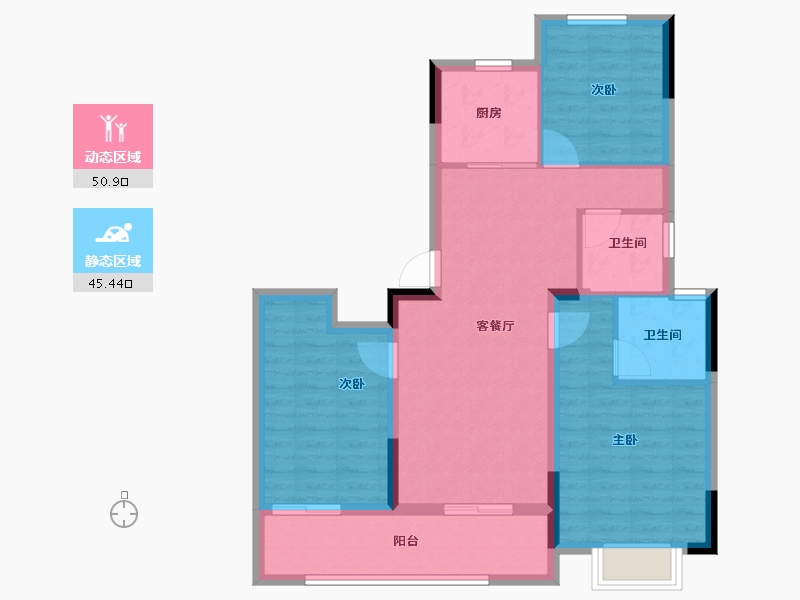 浙江省-金华市-金地峰汇-86.40-户型库-动静分区