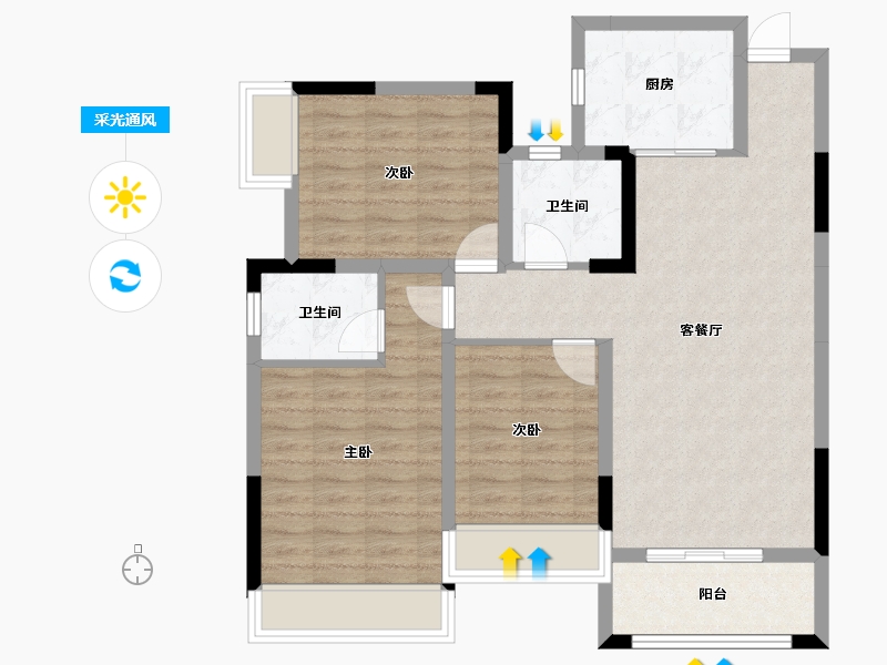 贵州省-贵阳市-御府壹号-87.93-户型库-采光通风