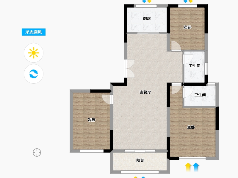 河南省-郑州市-正商宜家源-102.04-户型库-采光通风