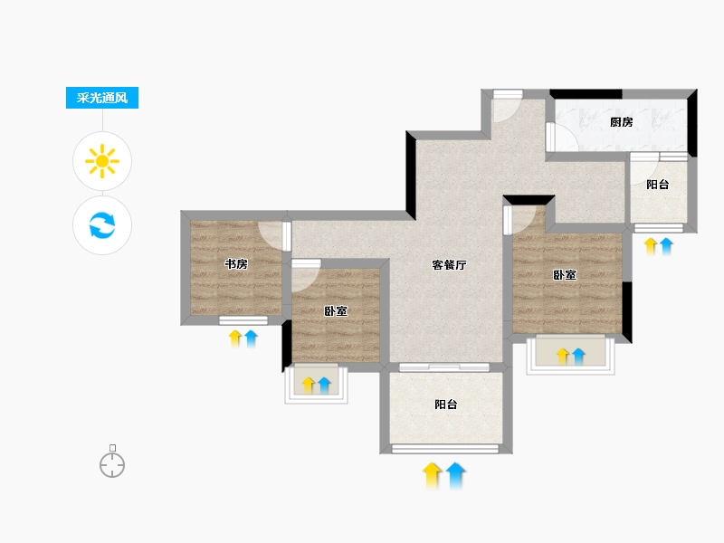 重庆-重庆市-中建滨江星城-62.00-户型库-采光通风