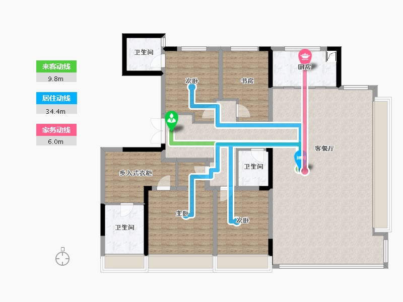 山东省-济南市-龙湖雲峰原著-164.43-户型库-动静线