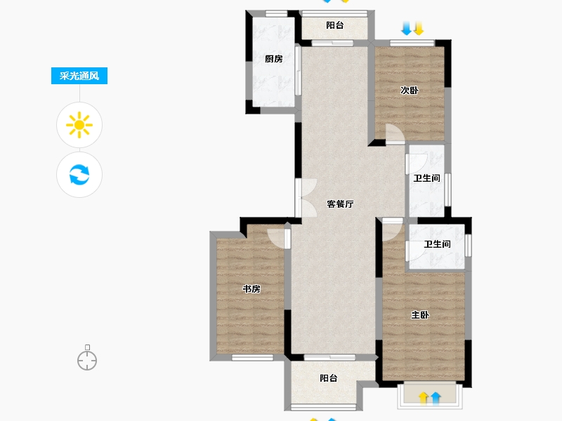 河南省-郑州市-​兴港永威和园-98.03-户型库-采光通风