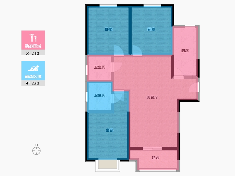 陕西省-渭南市-党校家属院-110.00-户型库-动静分区