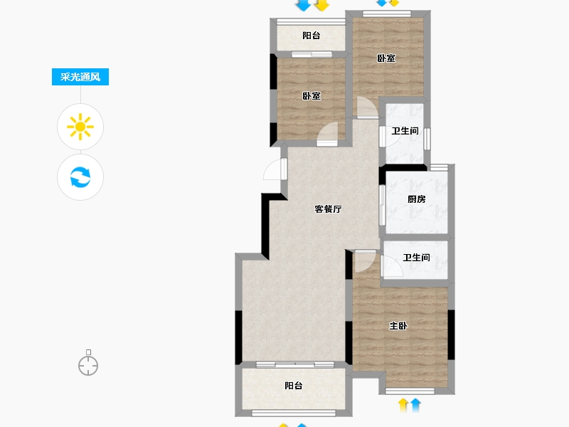 广西壮族自治区-桂林市-大龙湾-84.30-户型库-采光通风