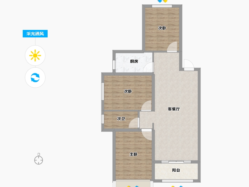 山西省-晋中市-新晋福邸-87.89-户型库-采光通风