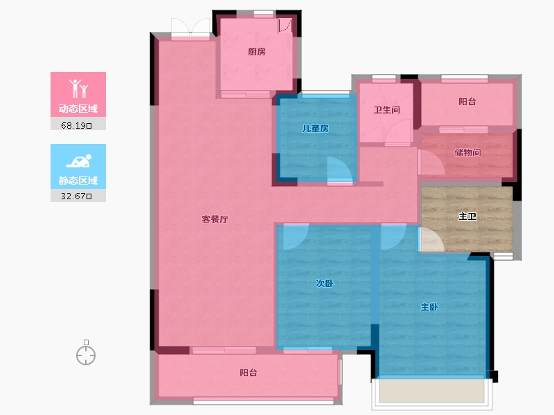 浙江省-温州市-蓝光广城未来天辰-96.00-户型库-动静分区