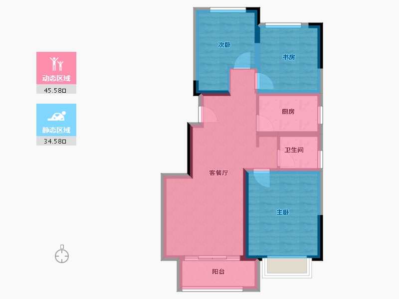 河南省-郑州市-​兴港永威和园-70.87-户型库-动静分区