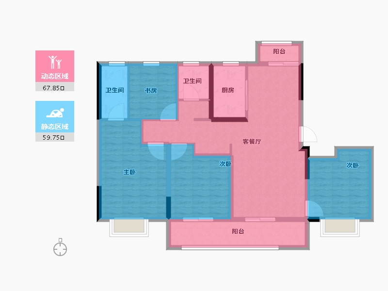 浙江省-金华市-金地峰汇-114.41-户型库-动静分区