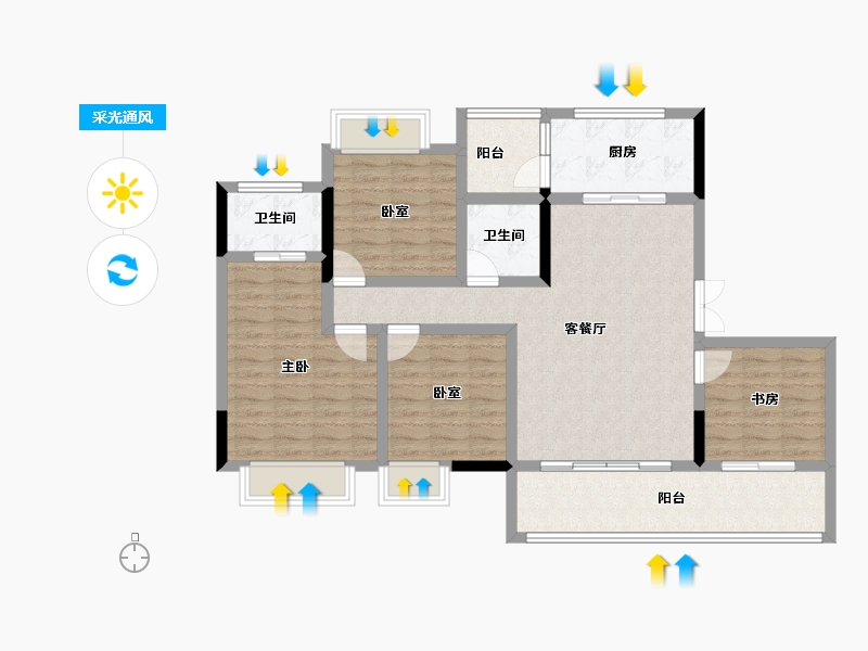 重庆-重庆市-中建滨江星城-102.40-户型库-采光通风