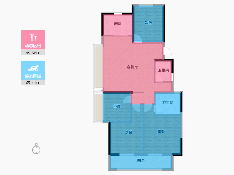 浙江省-金华市-华鸿星宸华府-100.00-户型库-动静分区