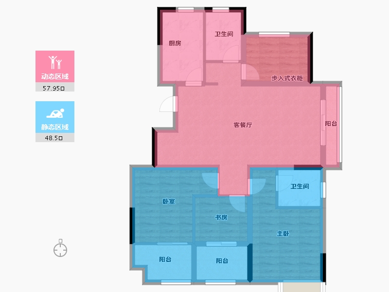 浙江省-金华市-熟溪名园-94.40-户型库-动静分区