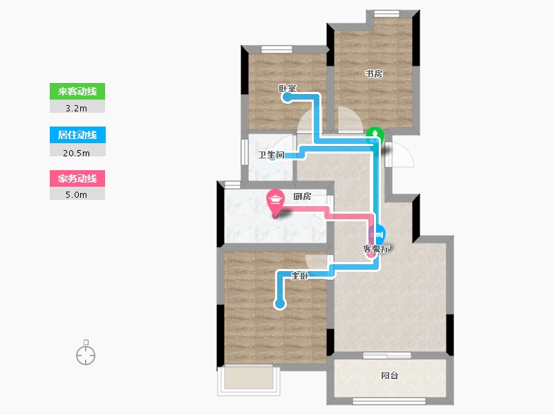 浙江省-金华市-熟溪名园-68.80-户型库-动静线