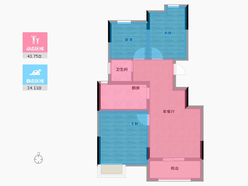 浙江省-金华市-熟溪名园-68.80-户型库-动静分区