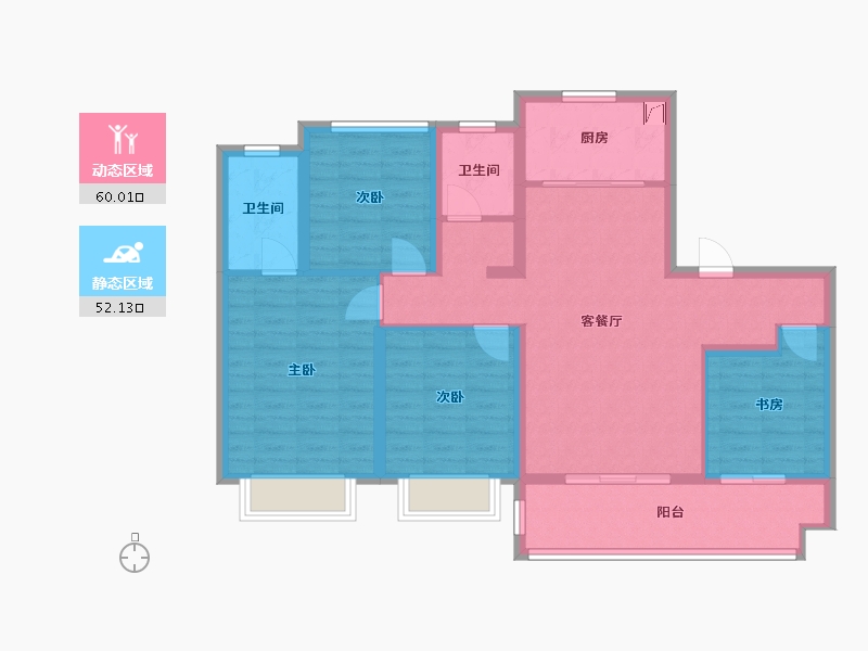 江苏省-苏州市-保利首开云璟花园-100.00-户型库-动静分区