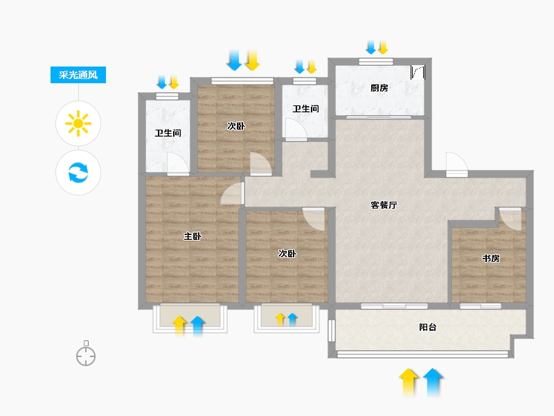 江苏省-苏州市-保利首开云璟花园-100.00-户型库-采光通风