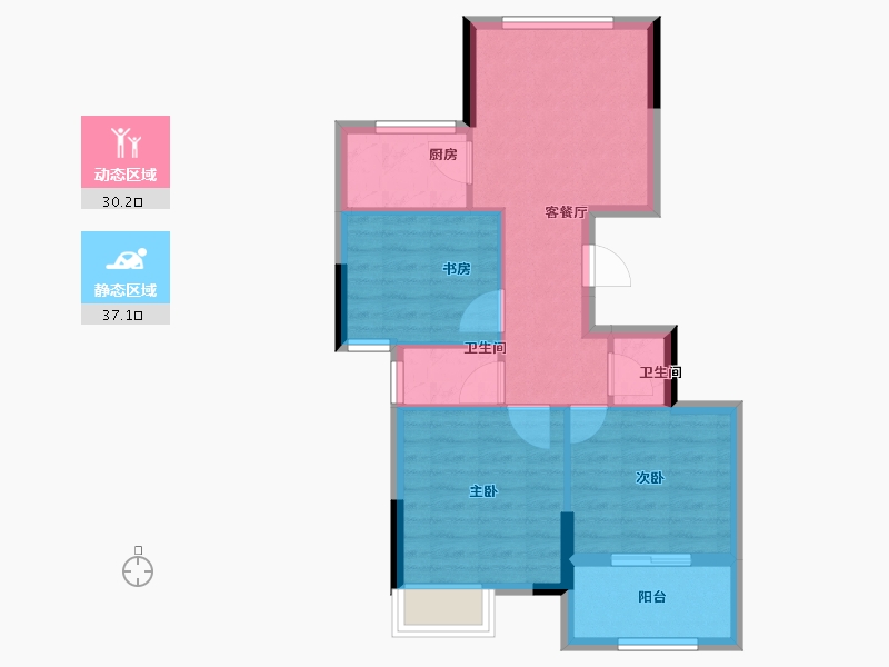 浙江省-金华市-熟溪名园-60.00-户型库-动静分区