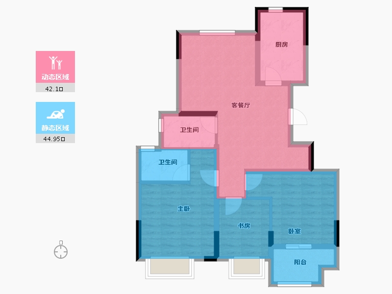 浙江省-金华市-熟溪名园-76.95-户型库-动静分区