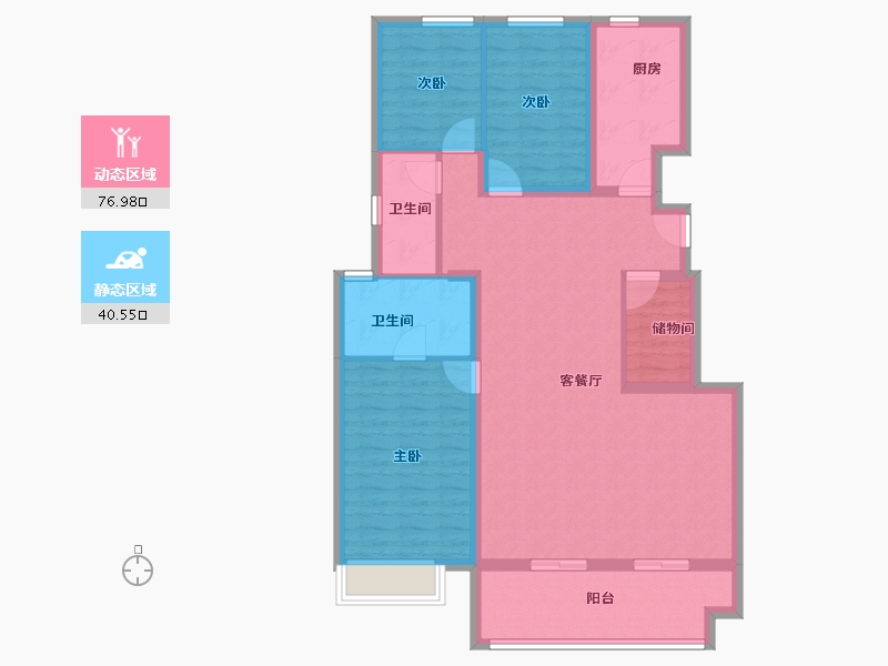 河南省-郑州市-龙湖·景粼玖序-105.60-户型库-动静分区