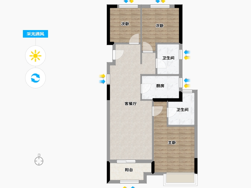 浙江省-金华市-万固文华园-78.39-户型库-采光通风