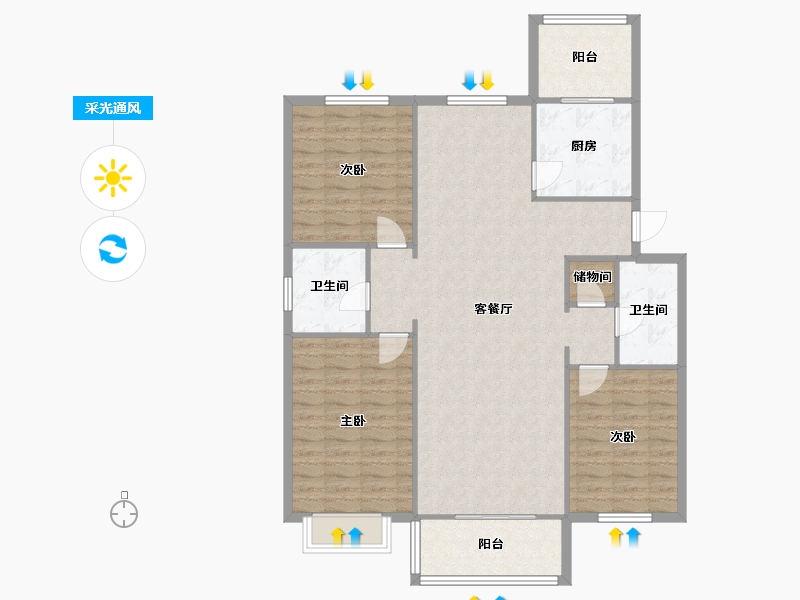 天津-天津市-瑞丽园-110.00-户型库-采光通风