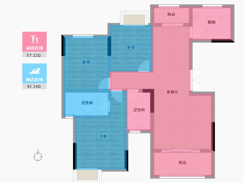 重庆-重庆市-银翔城-89.54-户型库-动静分区