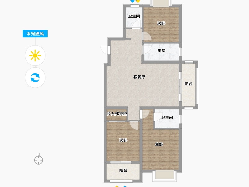 江苏省-徐州市-恒盛新城-95.87-户型库-采光通风