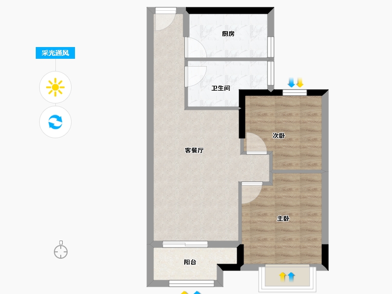 浙江省-金华市-万固文华园-54.58-户型库-采光通风