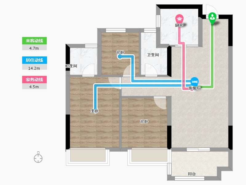 浙江省-金华市-华鸿星宸华府-71.20-户型库-动静线