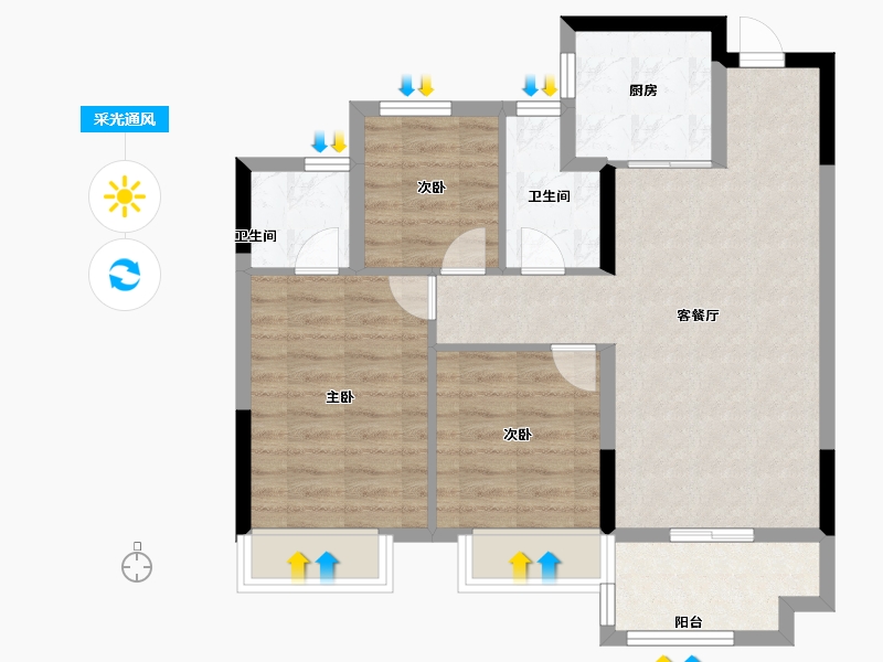 浙江省-金华市-华鸿星宸华府-71.20-户型库-采光通风